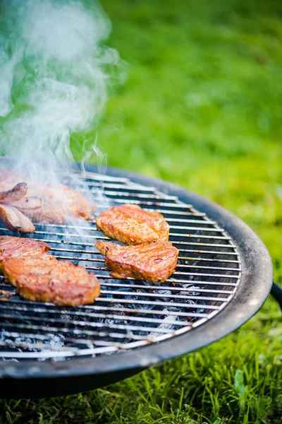 Barbekü ızgara et, güneş ışığı Sigara