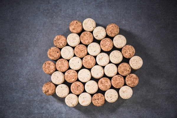Natural wine corks overhead view