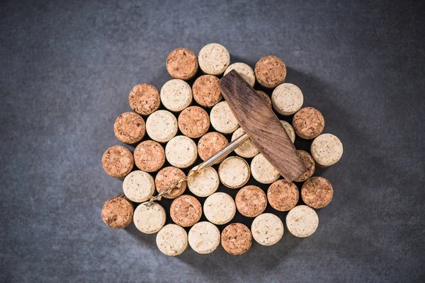 Natural wine corks and vintage corkscrew