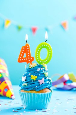 Kırkıncı 40 doğum günü kek mum ile. Kart mockup.