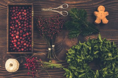 Noel ilgili öğeler ahşap tablo