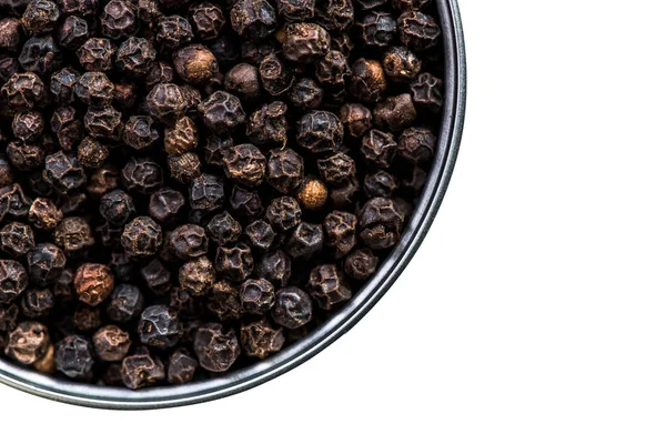 Zwarte peper zaden in de pot geïsoleerd op wit — Stockfoto