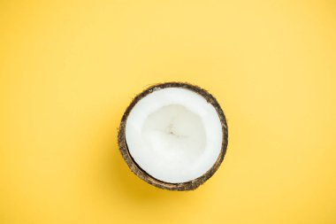 Yaratıcı düz Hindistan cevizi pastel arka plan üzerinde yatıyordu.