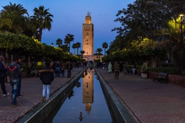 Koutoubia cami bahçeleri Marrakesh, Morocco.
