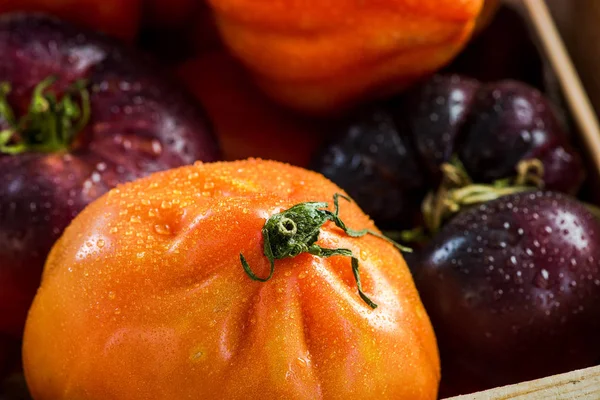 Close up on market fresh and ripe tomatoes