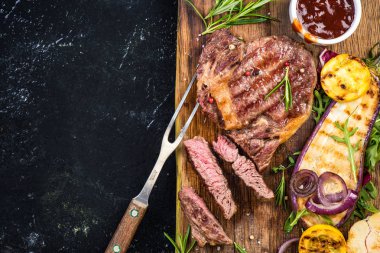 Sebze, menü şablonu ile ızgara biftek