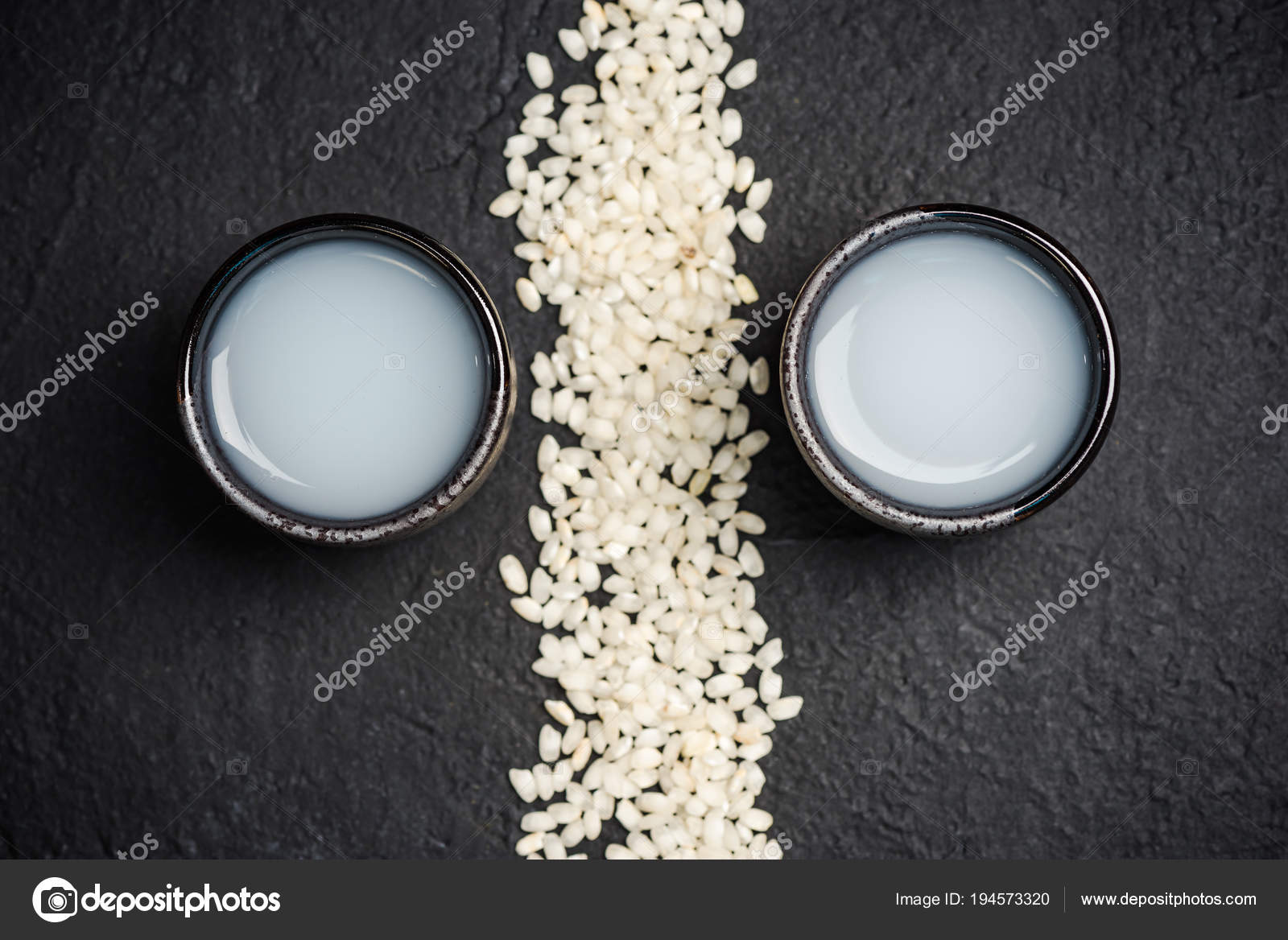 Japanese sake vodka and rice,copy space Stock Photo by ©merc67 194573320