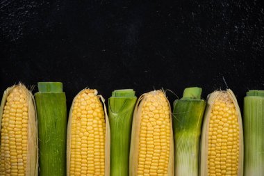 Organik mısır ve pırasa sebze, kopya alanı