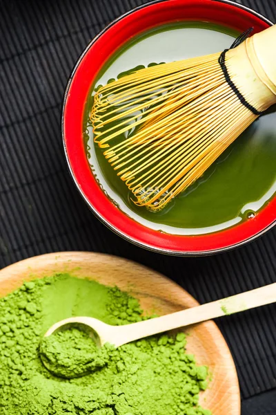 Green matcha tea preparation — Stock Photo, Image