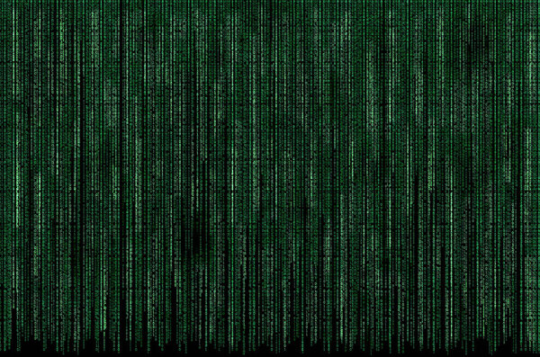 Матрица бинарный зеленый код символов, концепция кибератаки
