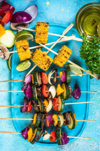 Grilled vegetables,top view, vibrant colors — Stock Photo, Image