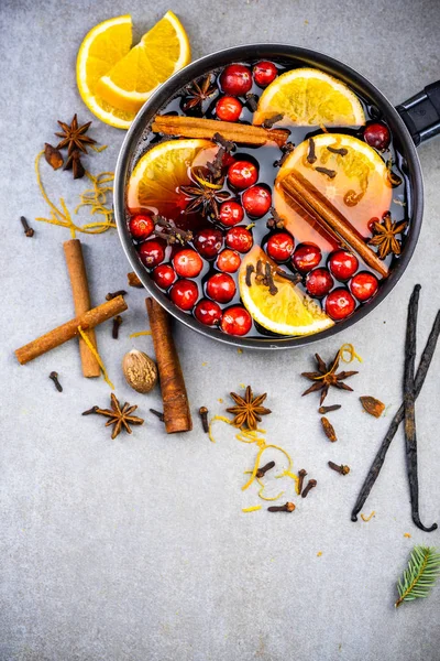 Traditionell glögg vin recept bakgrund, ovanifrån, Kopiera utrymme — Stockfoto