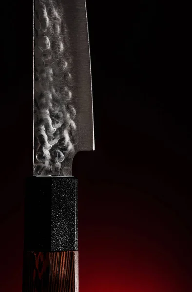 Tradycyjny Ręcznie Robiony Japoński Nóż Szefa Kuchni Skopiuj Tło Przestrzeni — Zdjęcie stockowe