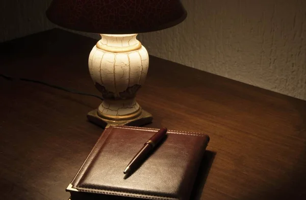 Office desk with lamp — Stock Photo, Image