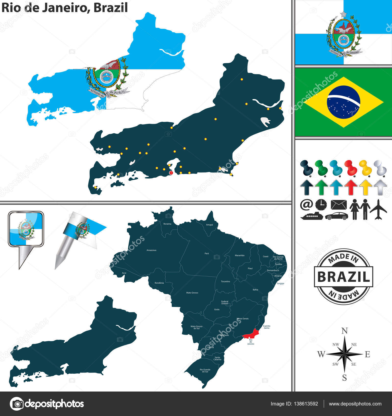 Map Of Rio De Janeiro Brazil Stock Vector Image By C Sateda