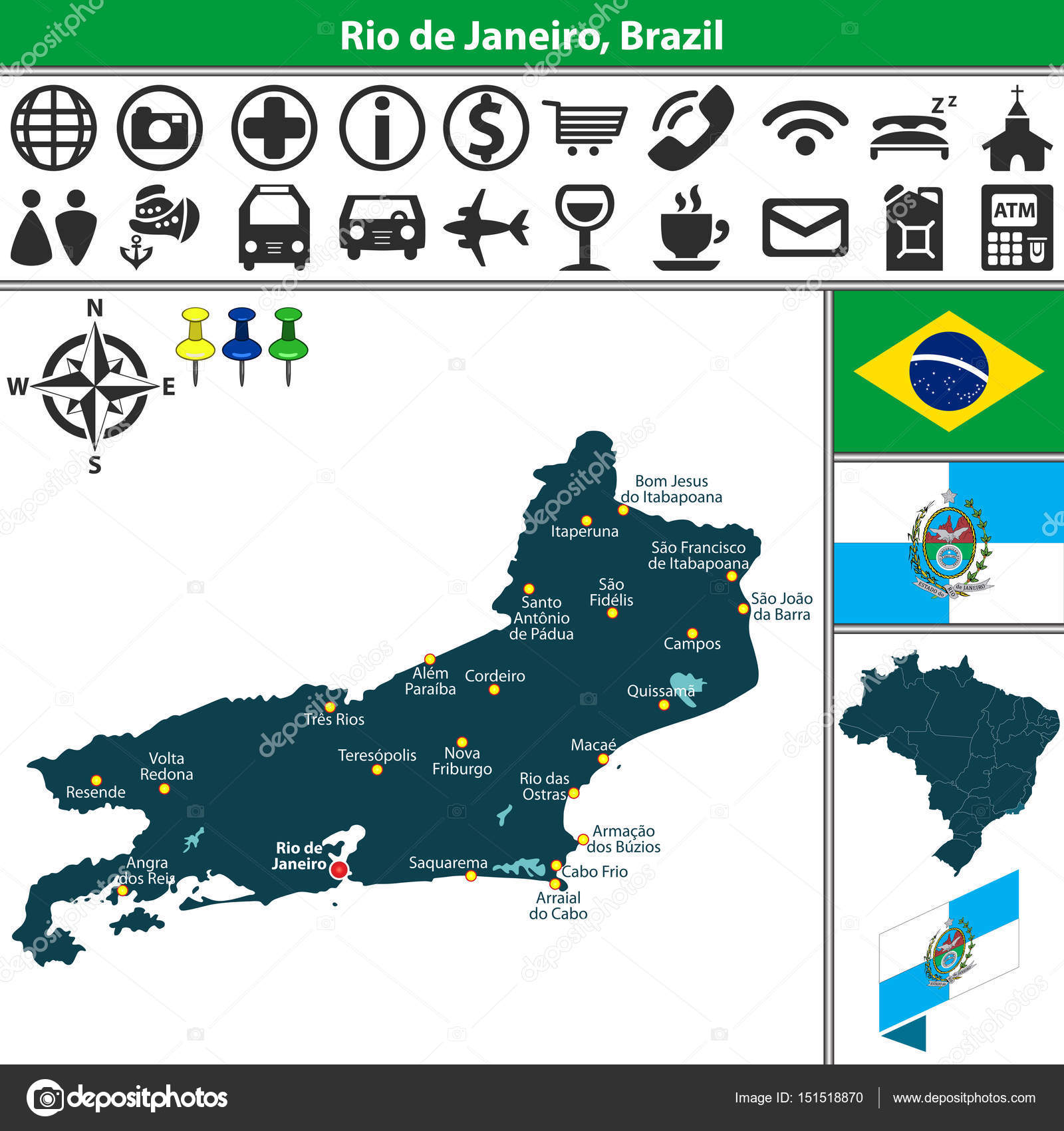 Map Of Rio De Janeiro Brazil Stock Vector Royalty Free Vector Image By C Sateda