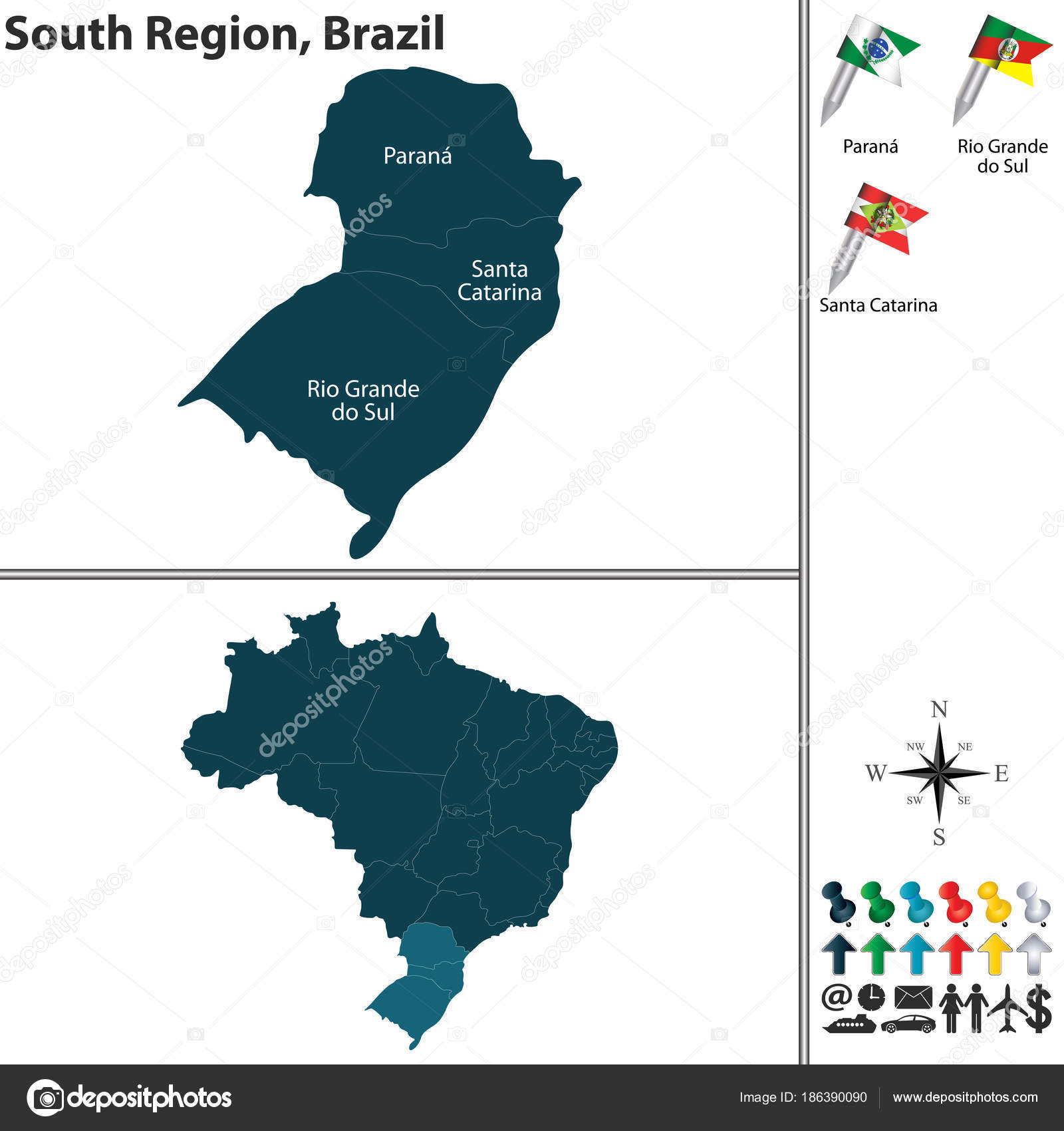 Região sul do brasil — Vetores de Stock © sateda #186390090 Região sul do brasil — Vetores de Stock © sateda #186390090