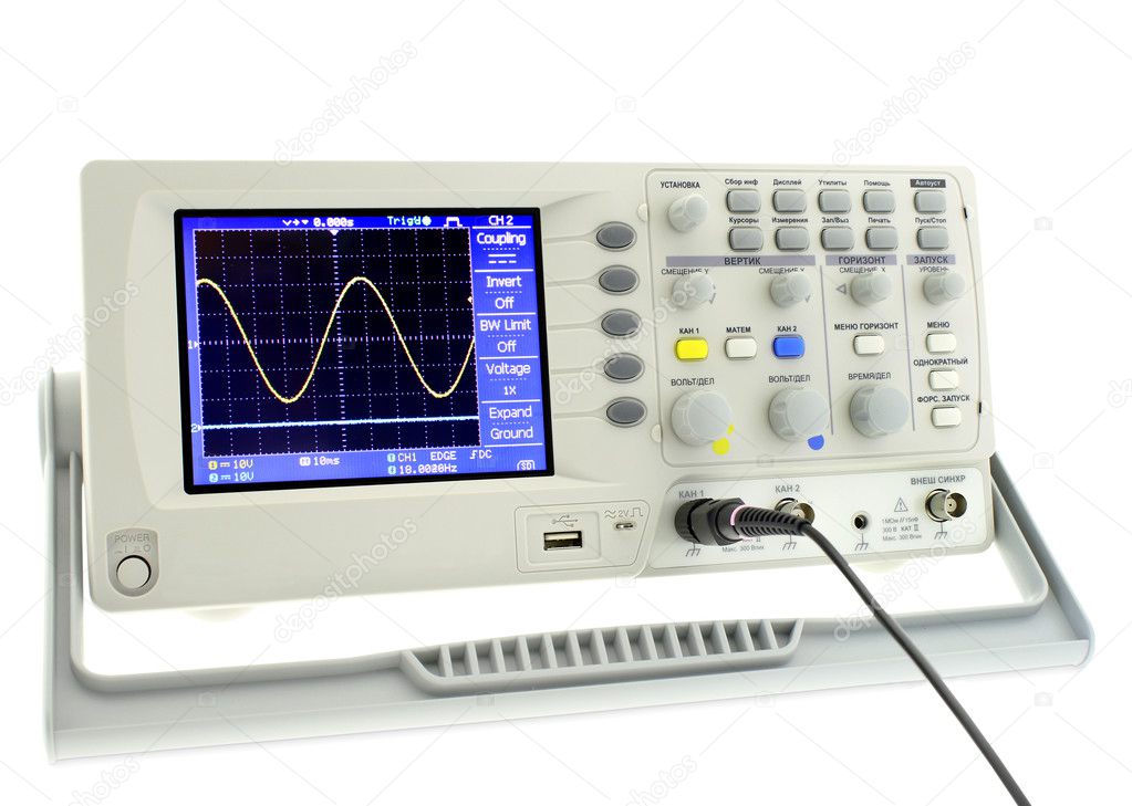 Digital oscillograph isolated on white background