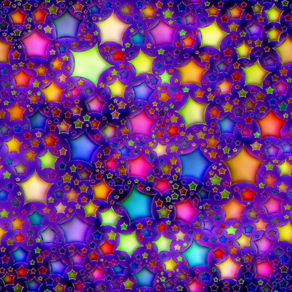 Nahtlose Textur aus abstrakten, hell glänzenden, bunten Sternen — Stockfoto