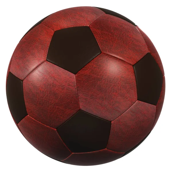 Red leather soccer ball high resolution isolated on a white background — Stock Photo, Image