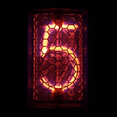 Nixie tube indicator of the numbers retro style. Digit 5 clipart