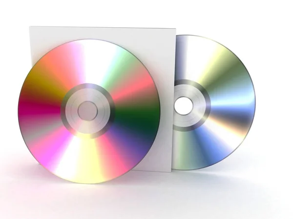 Twee cd's en een vak 3d illustratie — Stockfoto