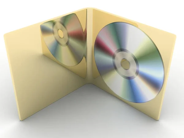 Zlatá Kopie Disk Bílém Pozadí Vykreslení — Stock fotografie