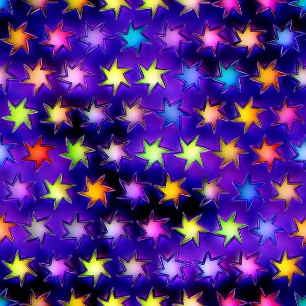 抽象的な明るい光沢のあるカラフルな星のシームレスなテクスチャ — ストック写真