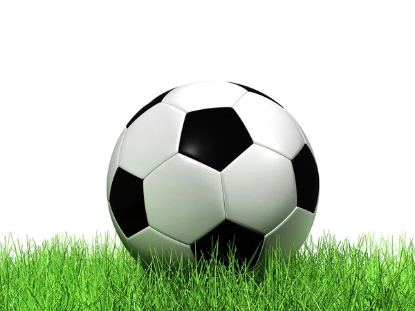 Football Sport Foto Soccer Ball Grass White Background — Stock Photo, Image