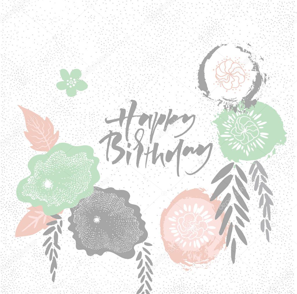 Happy birthday floral japan style frame