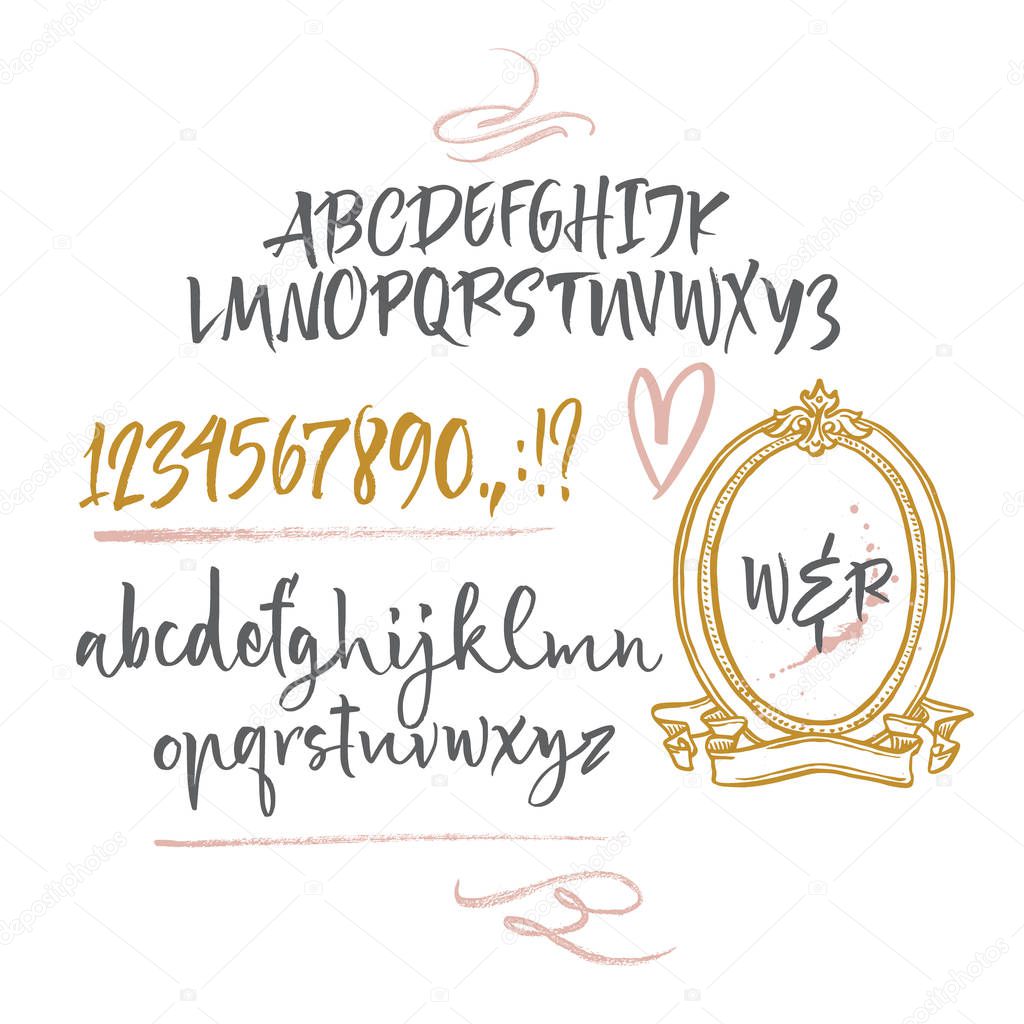 Calligraphic handwritten brush font