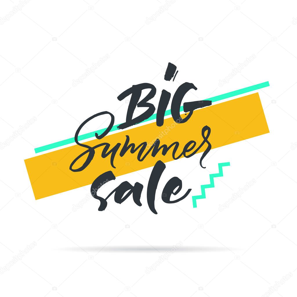 Sale tag Big Summer sale. Black and yellow. 