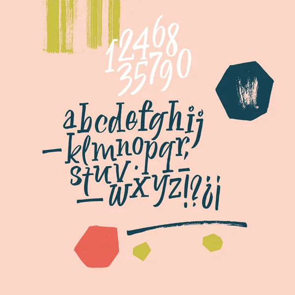 Caratteri scritti a mano. Sceneggiatura. Set calligrafico latino — Vettoriale Stock