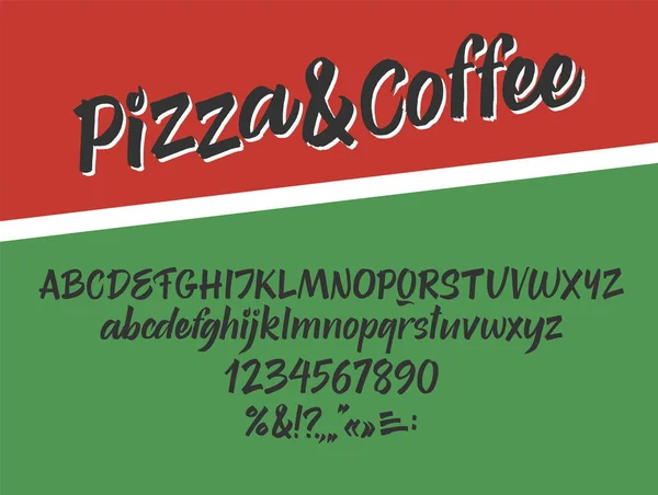 イタリアのピザとコーヒーの手書きフォント。スクリプト. — ストックベクタ