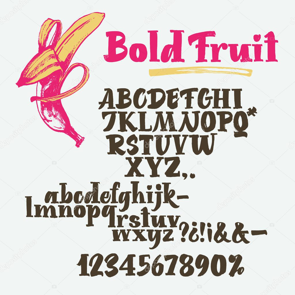 Bold Fruit handwritten font. Script. 