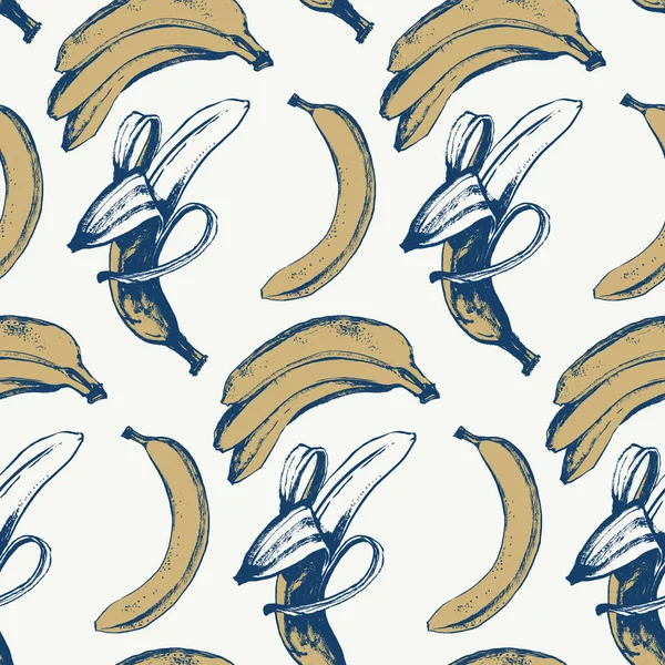 Desenho padrão de banana brilhante com tinta e escova — Vetor de Stock