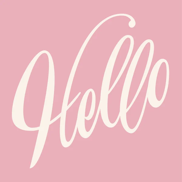 Hallo belettering. Affiche, kaart, wanddecoratie. Roze — Stockvector