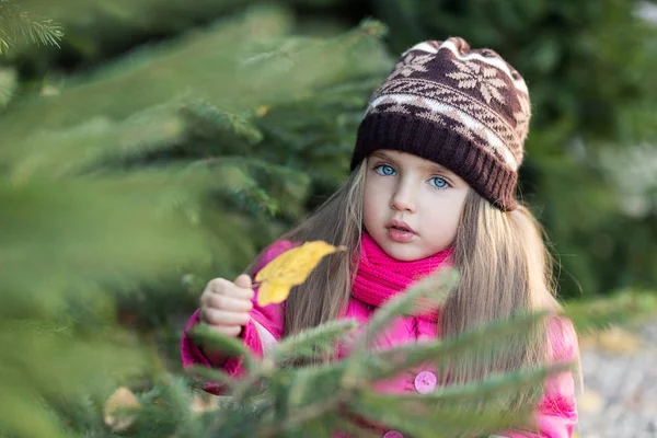 Linda Niña Belleza Otoño Paisaje Fondo —  Fotos de Stock