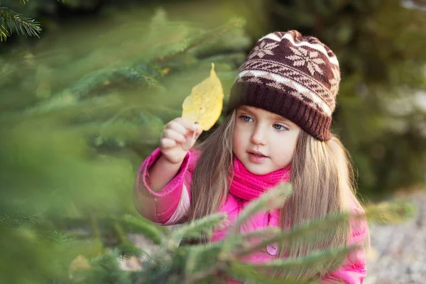 美容の秋風景の背景に可愛い少女 — ストック写真