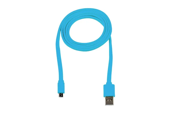 Azul usb-cable micro USB aislado —  Fotos de Stock