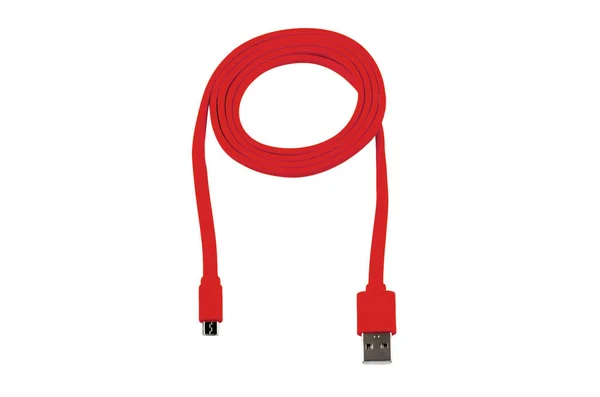 Izole kırmızı usb-kablo mikro usb — Stok fotoğraf