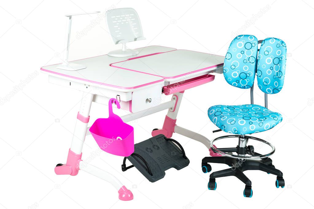 Blue Chair Pink School Desk Basket Lamp And Black Blue Chair Pink School Desk
