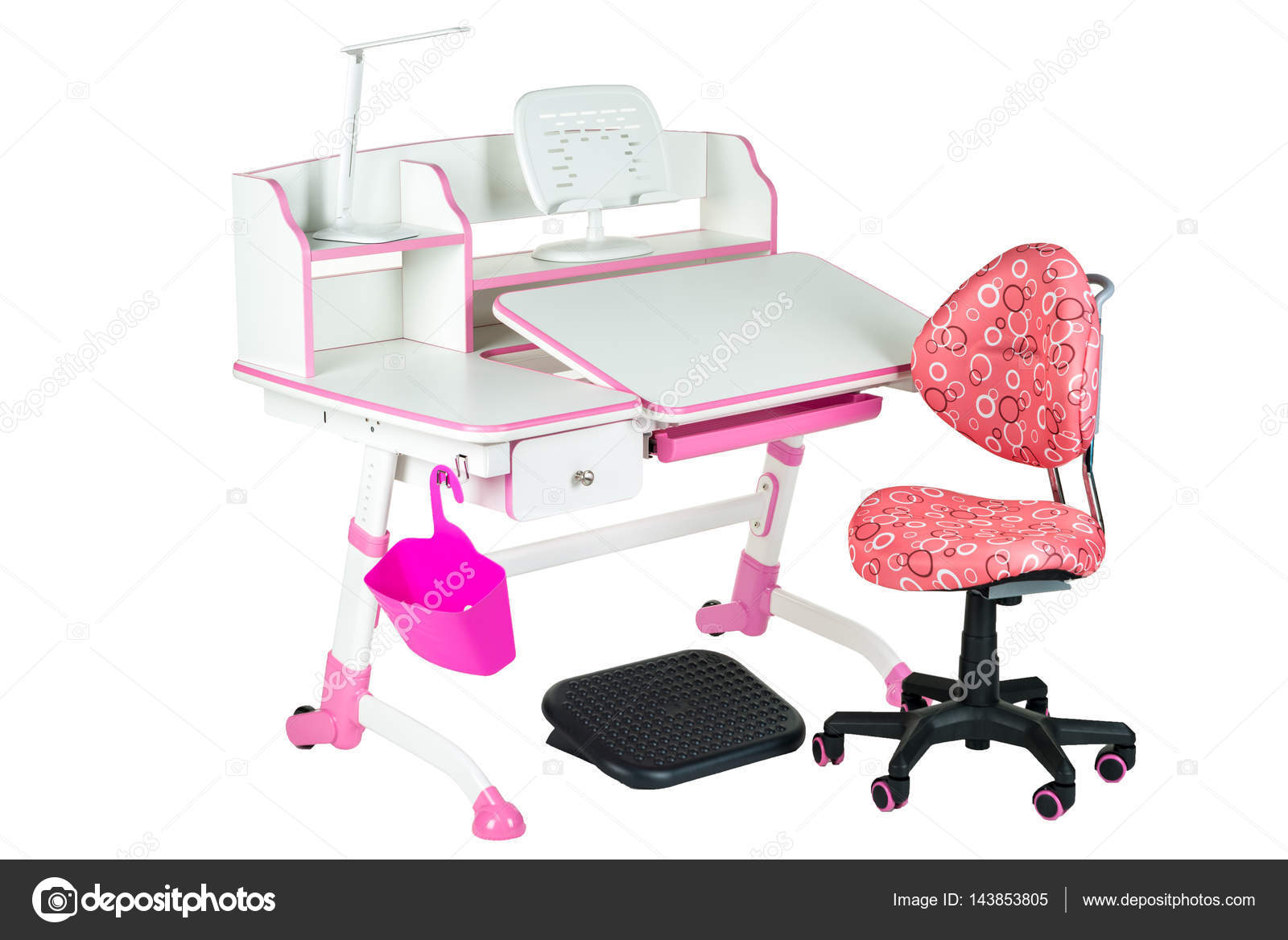 Pink Chair School Desk Basket Lamp And Black Pink Chair School Desk Basket Lamp And Black Support Under