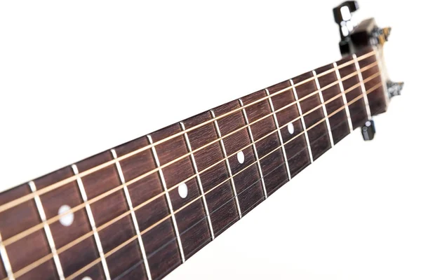 Part of an acoustic guitar - vulture, on a white isolated background. Horizontal frame — Stock Photo, Image