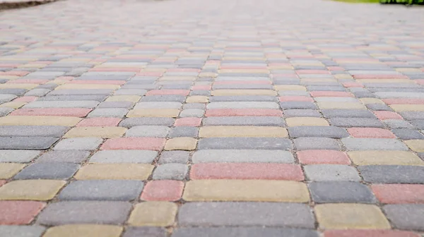 Background, texture of urban multicolored pavers on the whole frame. Horizontal frame — Stock Photo, Image