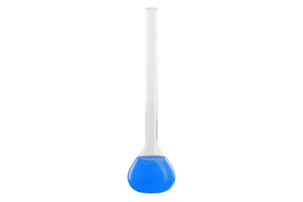 Tubo de ensaio com líquido azul escuro, isolado sobre fundo branco. Medicina, Química. Quadro horizontal — Fotografia de Stock