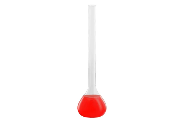 Tubo de ensayo con líquido rojo, aislado sobre fondo blanco. Medicina, Química. Marco horizontal — Foto de Stock