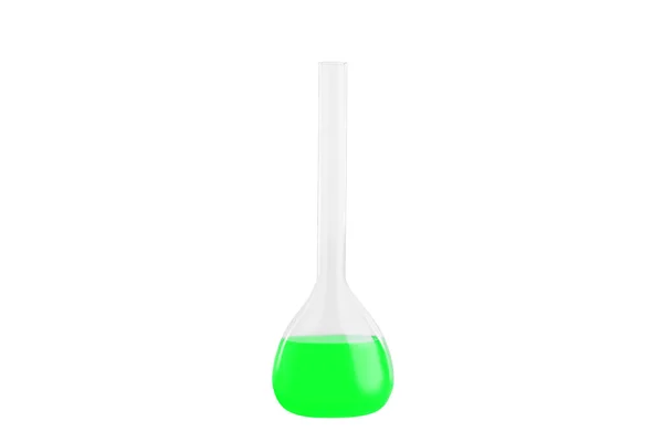 Reagenzglas mit grüner Flüssigkeit, isoliert auf weißem Hintergrund. Medizin, Chemie. horizontaler Rahmen — Stockfoto
