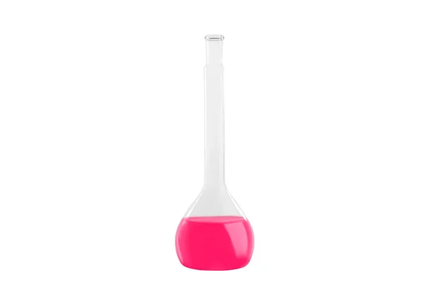 Пробирка с розовой жидкостью, изолированная на белом фоне. Медицина, химия. Горизонтальная рамка — стоковое фото