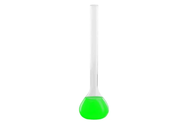 Test-tube with green liquid, isolated on white background. Medicine, Chemistry. Horizontal frame — Stock Photo, Image